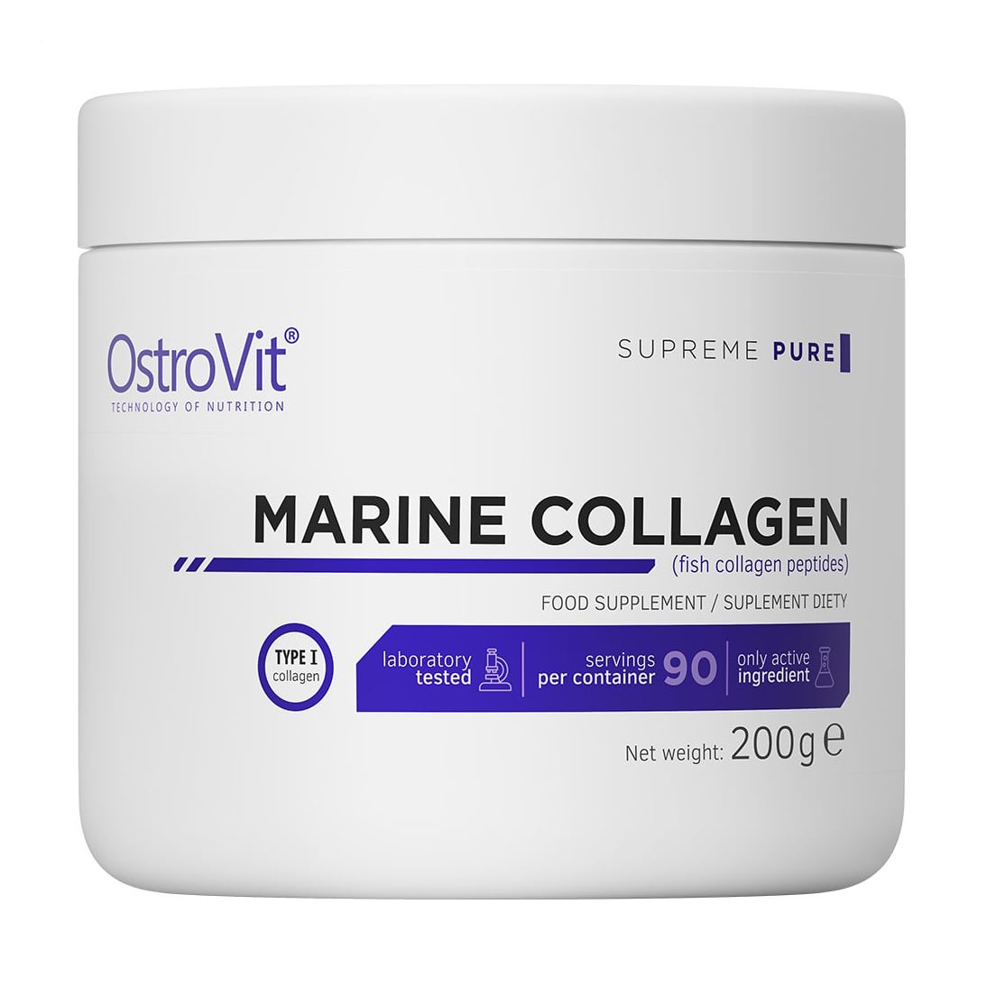 Морський колаген OstroVit Marine Collagen, зі смаком персика, у порошку, 200 г